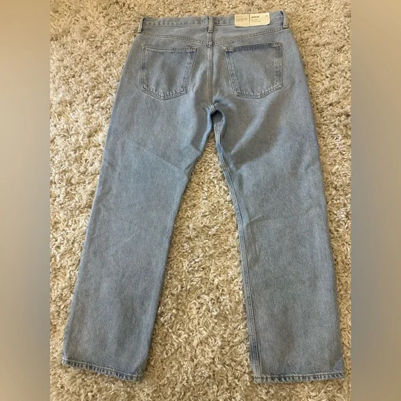Agolde Mía Blue mid Rise Straight Leg Jeans Classic Style Organic Denim size 31 - Picture 3 of 7